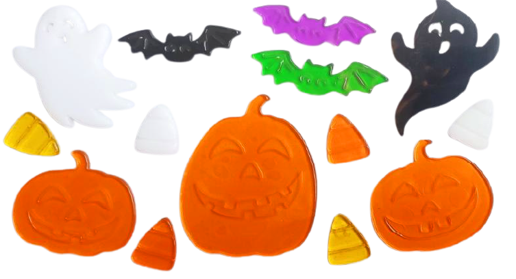 Halloween Window Gel Clings Ghost Pumpkin Bat Witch Cat Boo Blood Decal Stickers for Halloween Home Party Window Decorations