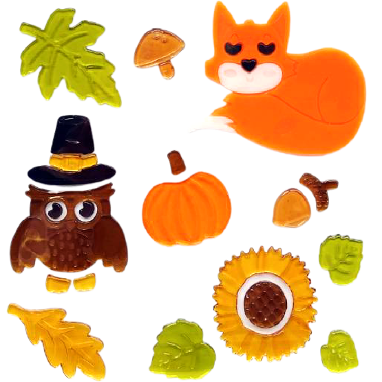 6 Sheets Fall Gel Window Clings for Glass Windows, FallThanksgiving Clings Gel Stickers,Hello Fall Leaves,Pumpkin for Autumn Holiday Window Decor