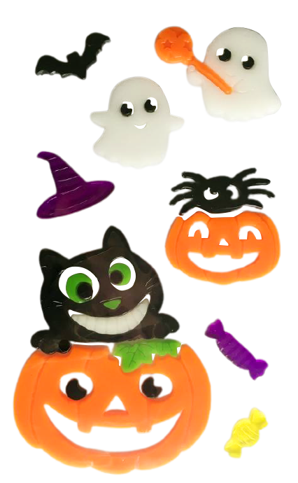 Halloween Window Gel Clings Ghost Pumpkin Bat Witch Cat Boo Blood Decal Stickers for Halloween Home Party Window Decorations