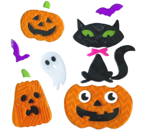 Halloween Window Gel Clings Ghost Pumpkin Bat Witch Cat Boo Blood Decal Stickers for Halloween Home Party Window Decorations