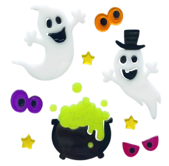 Halloween Window Gel Clings Ghost Pumpkin Bat Witch Cat Boo Blood Decal Stickers for Halloween Home Party Window Decorations