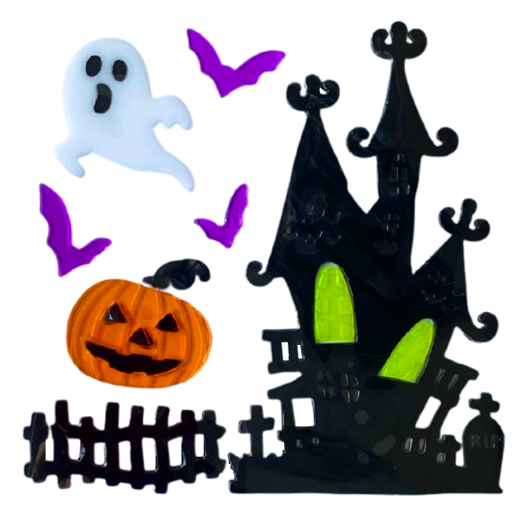 Halloween Window Gel Clings Ghost Pumpkin Bat Witch Cat Boo Blood Decal Stickers for Halloween Home Party Window Decorations