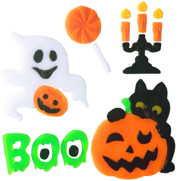 Halloween Window Gel Clings Ghost Pumpkin Bat Witch Cat Boo Blood Decal Stickers for Halloween Home Party Window Decorations
