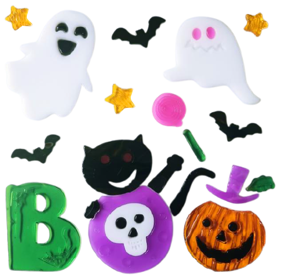 Halloween Window Gel Clings Ghost Pumpkin Bat Witch Cat Boo Blood Decal Stickers for Halloween Home Party Window Decorations
