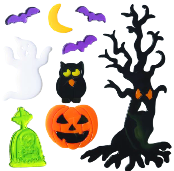 Halloween Window Gel Clings Ghost Pumpkin Bat Witch Cat Boo Blood Decal Stickers for Halloween Home Party Window Decorations