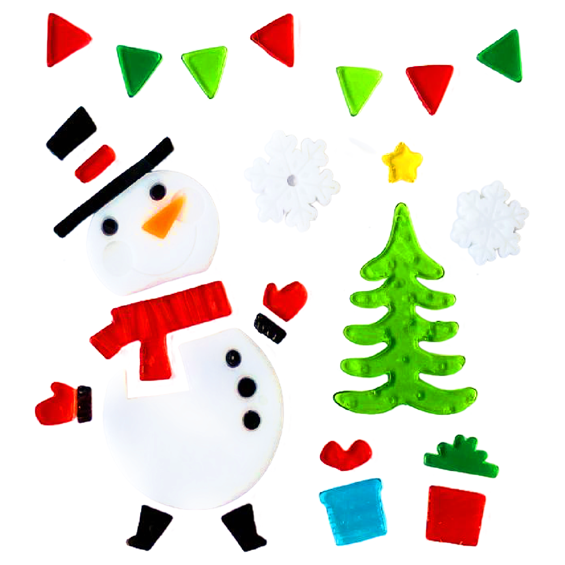 Christmas Gel Window Clings - Xmas Santa Claus Snowman Snowflake Penguin Christmas Tree Gift Window Stickers for Kids