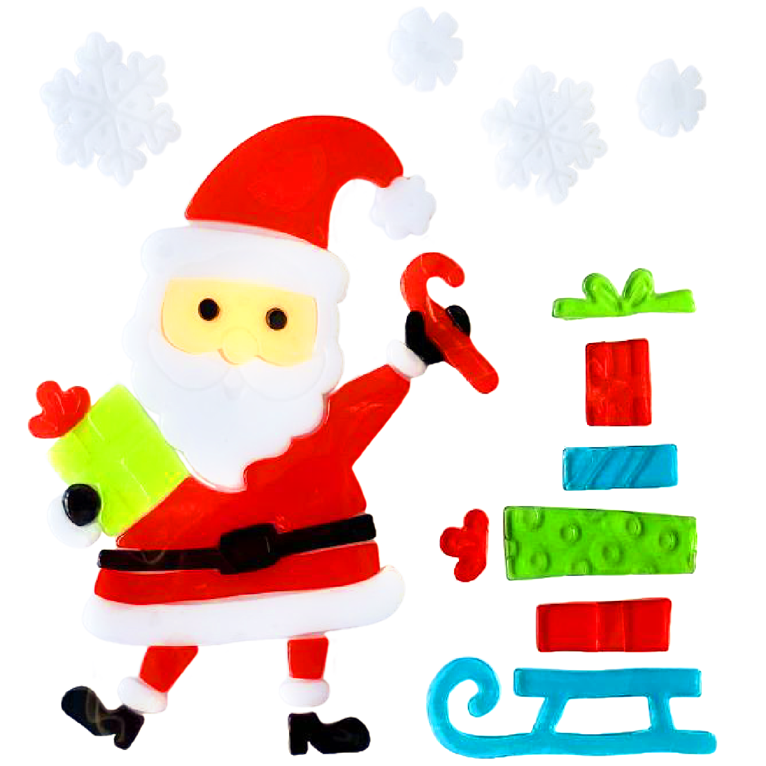 Christmas Gel Window Clings - Xmas Santa Claus Snowman Snowflake Penguin Christmas Tree Gift Window Stickers for Kids