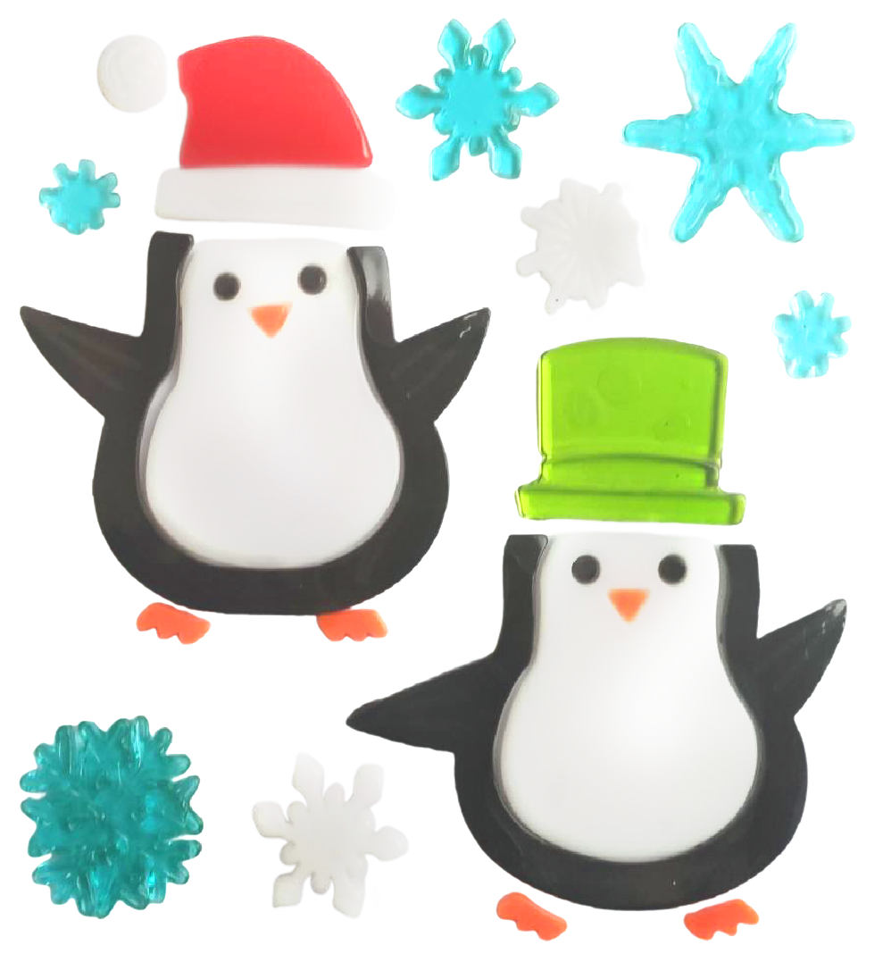 Christmas Gel Window Clings - Xmas Santa Claus Snowman Snowflake Penguin Christmas Tree Gift Window Stickers for Kids