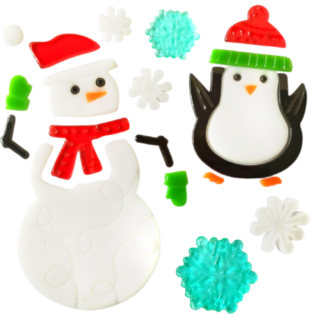 Christmas Gel Window Clings - Xmas Santa Claus Snowman Snowflake Penguin Christmas Tree Gift Window Stickers for Kids