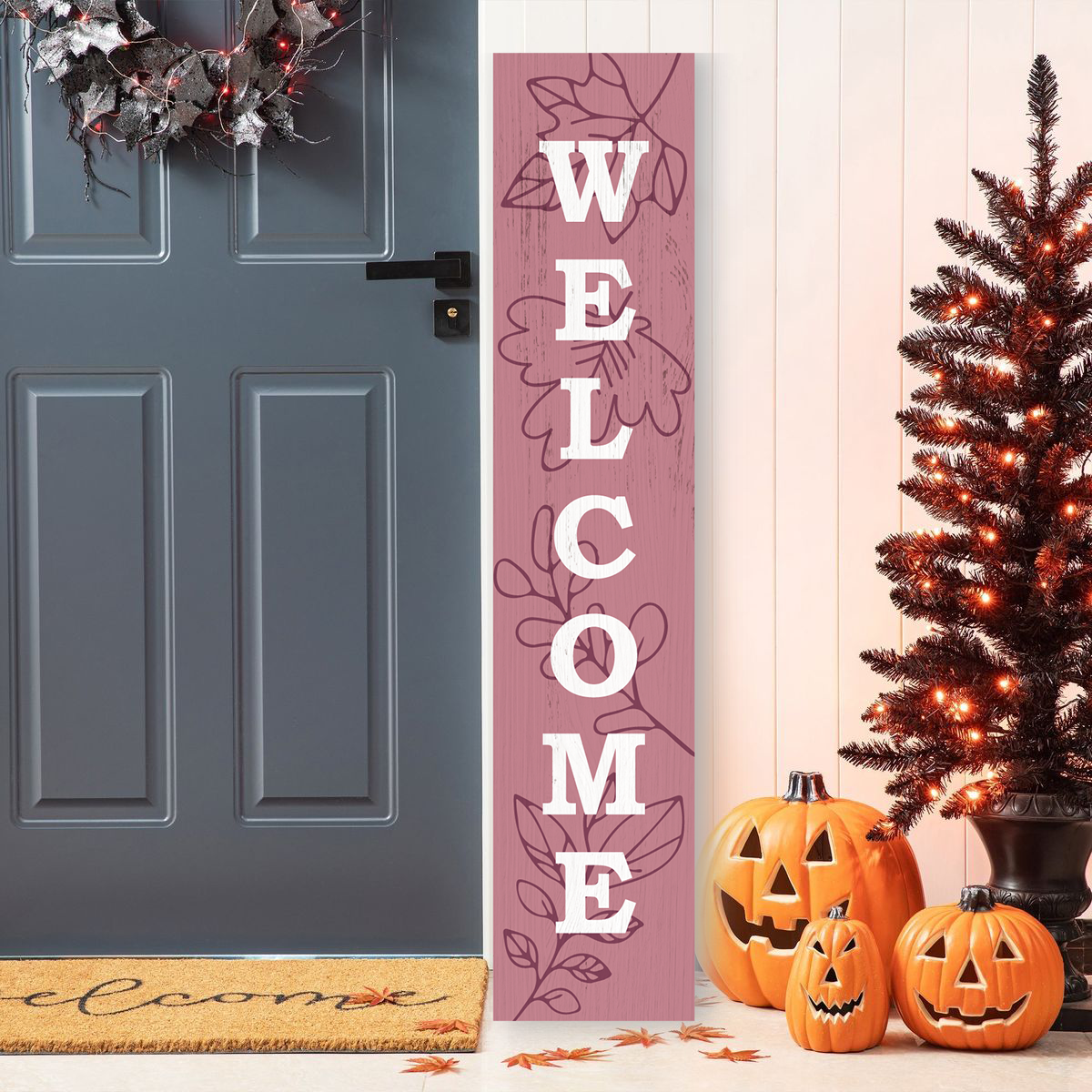 Halloween Sign Halloween Spooky Porch Sign Vertical Wooden Porch Sign for Door Decorations, Farmhouse Hanging Wall Sign for Home Outdoor Garden Decor