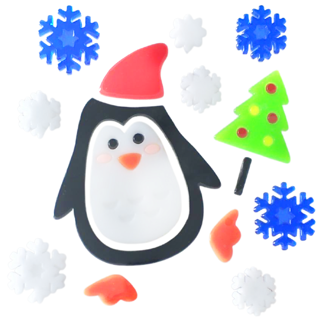 Christmas Gel Window Clings - Xmas Santa Claus Snowman Snowflake Penguin Christmas Tree Gift Window Stickers for Kids