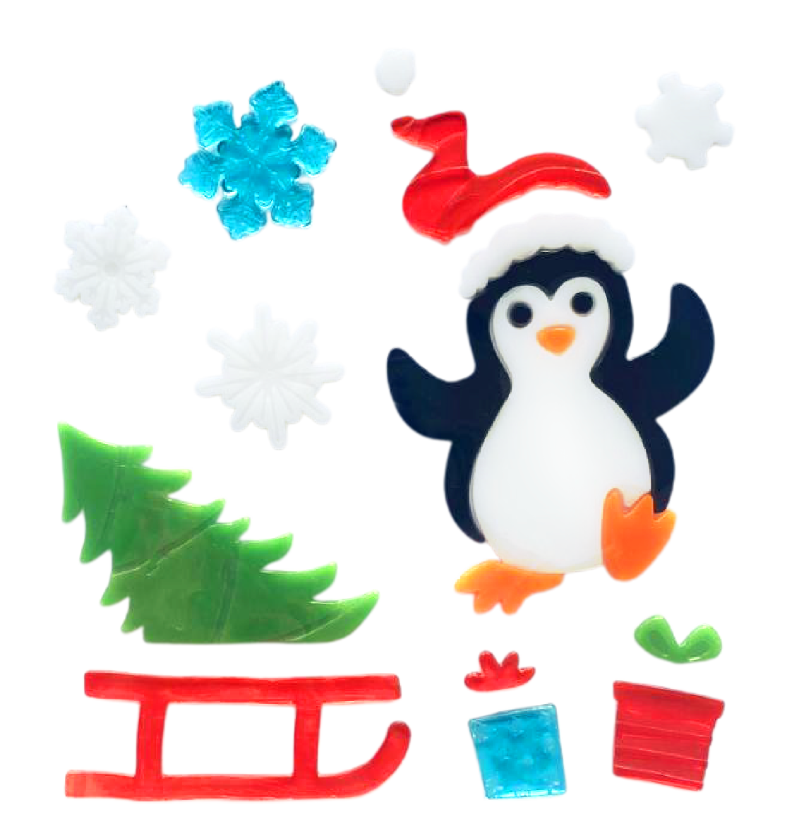 Christmas Gel Window Clings - Xmas Santa Claus Snowman Snowflake Penguin Christmas Tree Gift Window Stickers for Kids