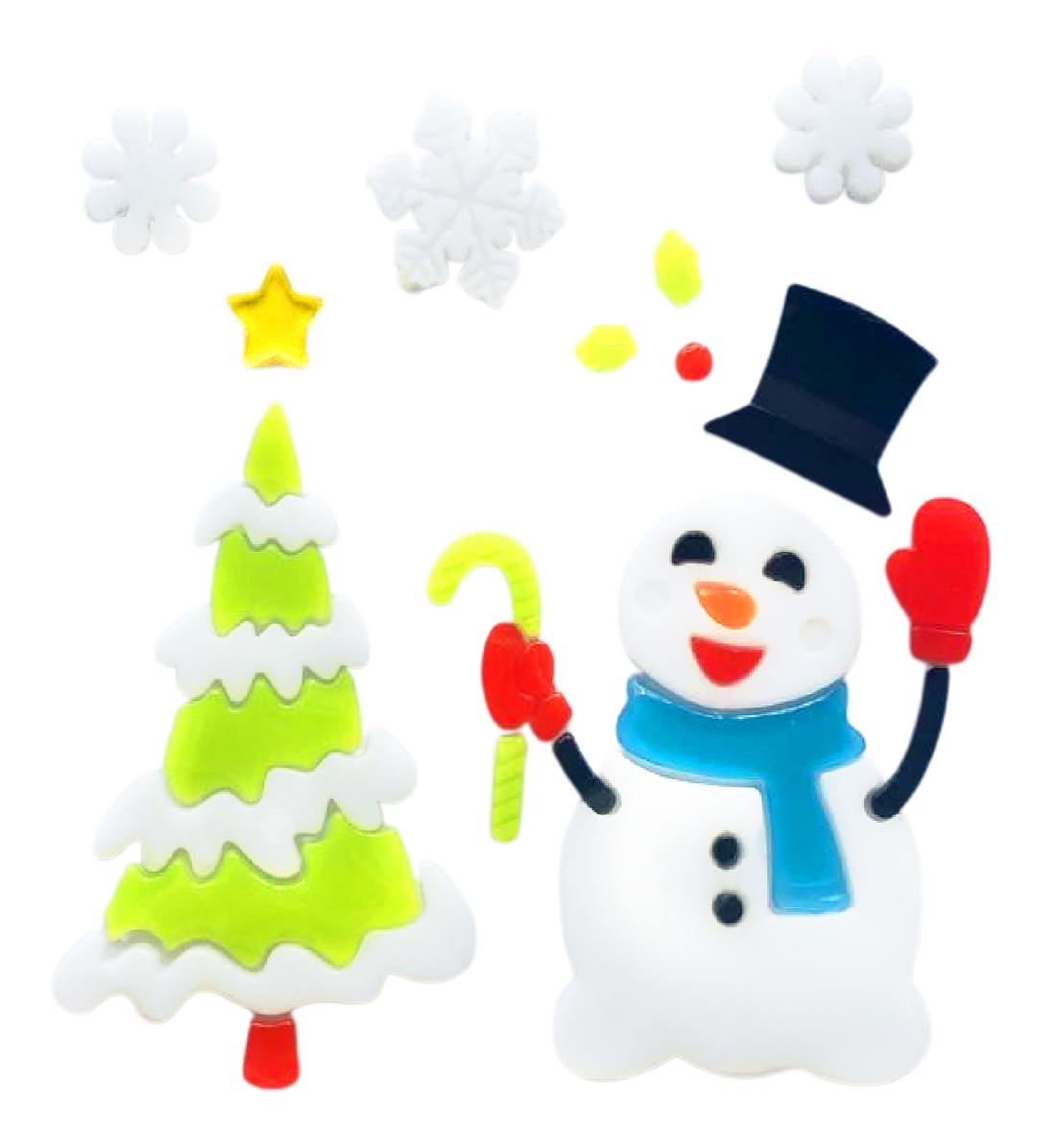 Christmas Gel Window Clings - Xmas Santa Claus Snowman Snowflake Penguin Christmas Tree Gift Window Stickers for Kids