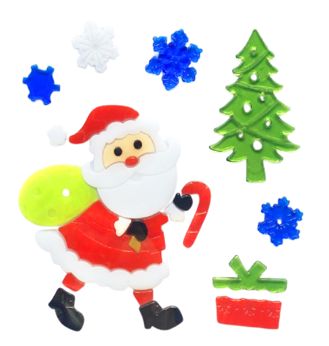 Christmas Gel Window Clings - Xmas Santa Claus Snowman Snowflake Penguin Christmas Tree Gift Window Stickers for Kids