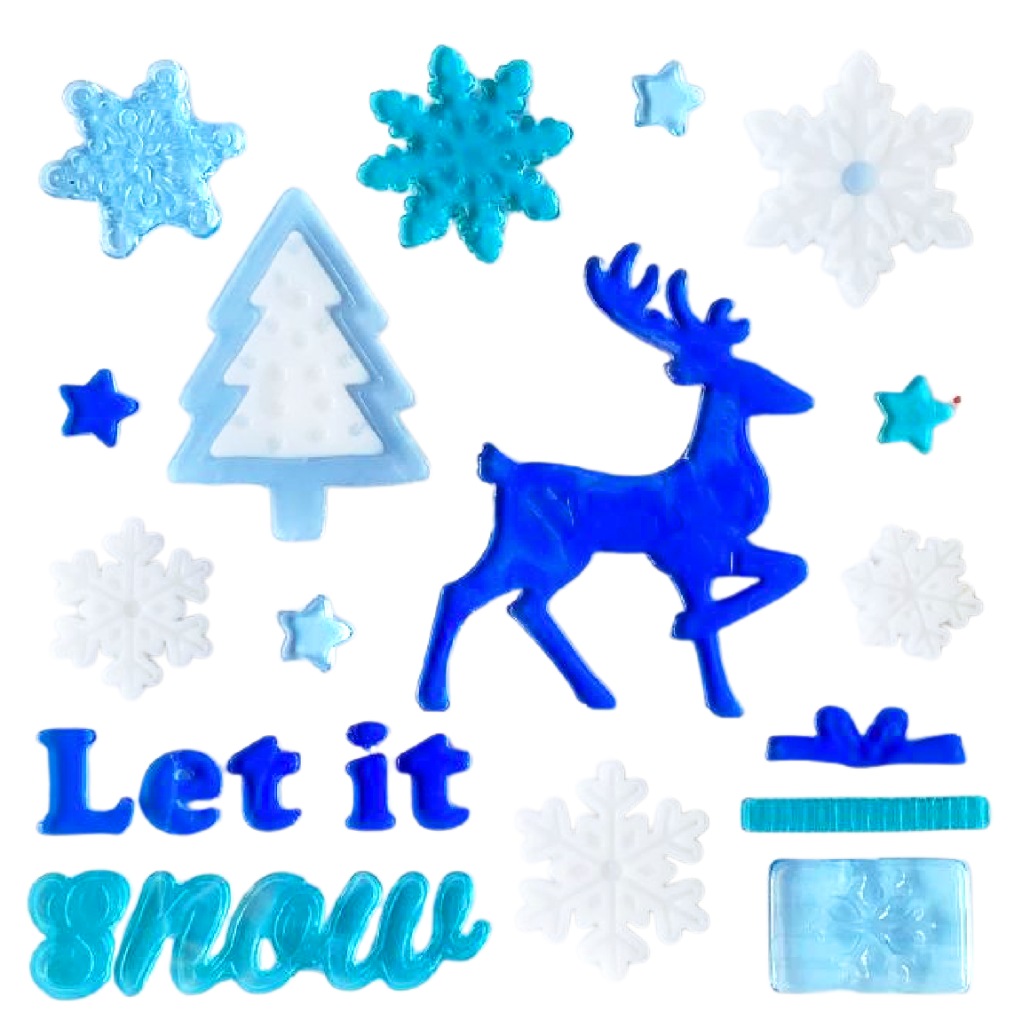 Christmas Gel Window Clings - Xmas Santa Claus Snowman Snowflake Penguin Christmas Tree Gift Window Stickers for Kids