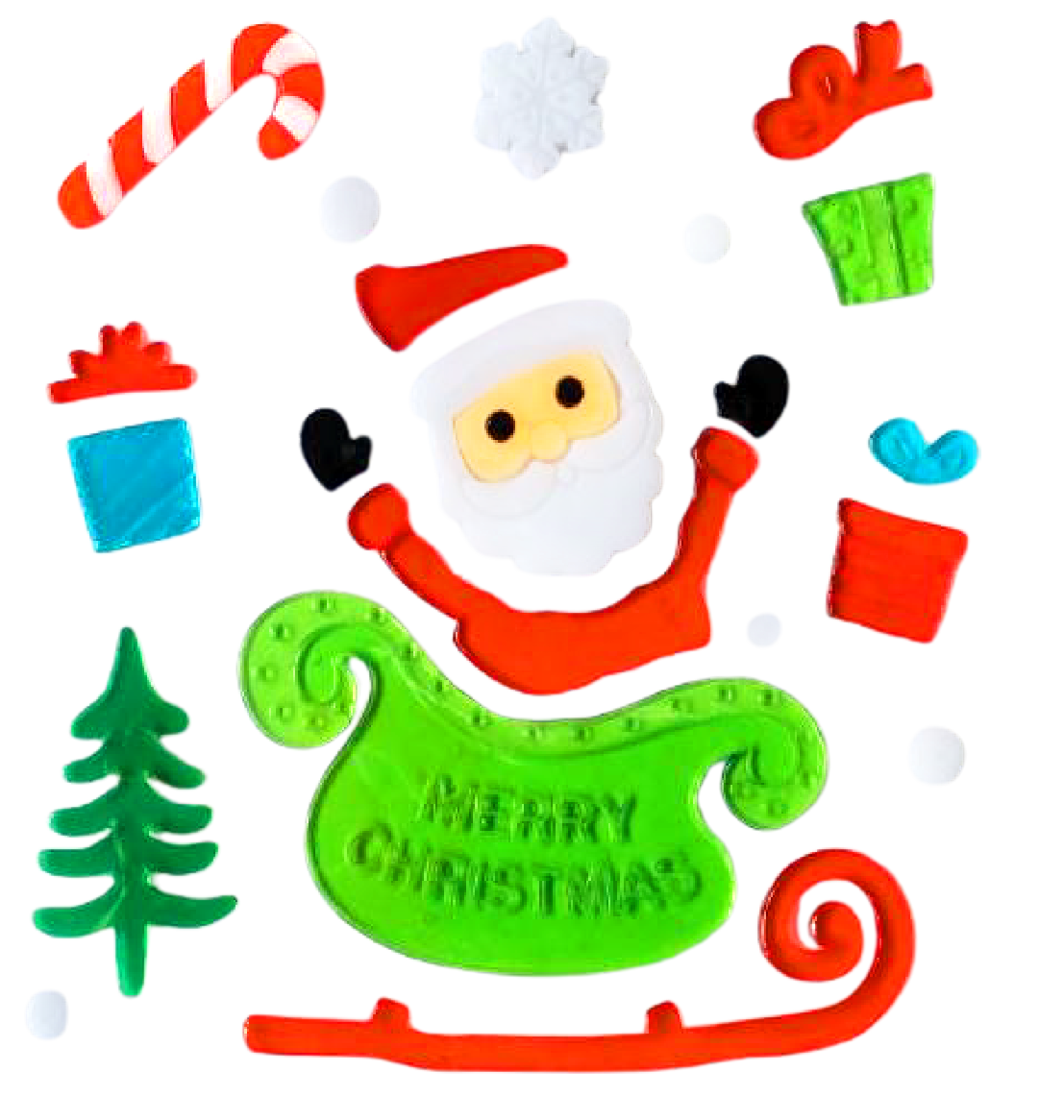 Christmas Gel Window Clings - Xmas Santa Claus Snowman Snowflake Penguin Christmas Tree Gift Window Stickers for Kids