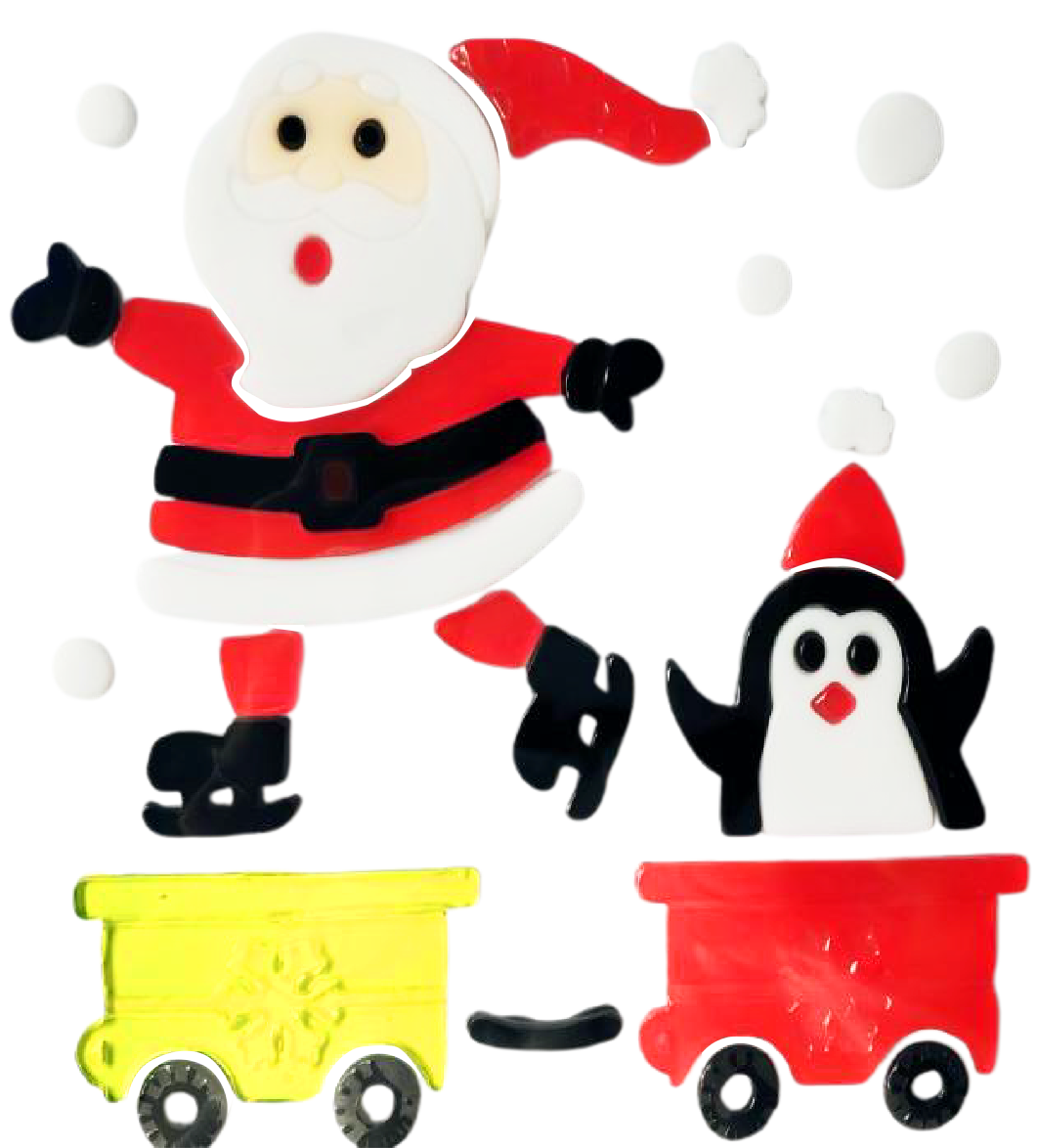 Christmas Gel Window Clings - Xmas Santa Claus Snowman Snowflake Penguin Christmas Tree Gift Window Stickers for Kids