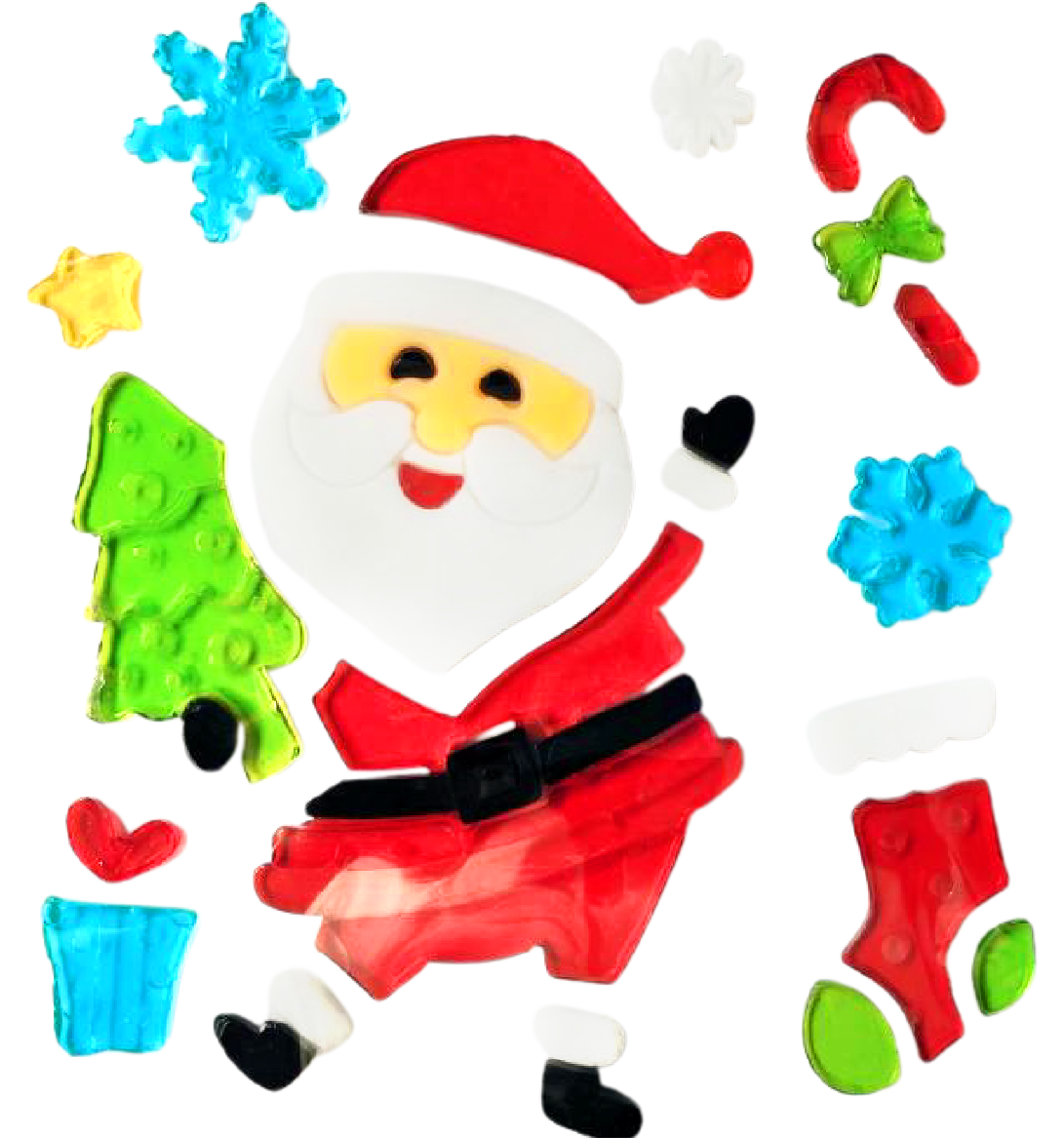 Christmas Gel Window Clings - Xmas Santa Claus Snowman Snowflake Penguin Christmas Tree Gift Window Stickers for Kids