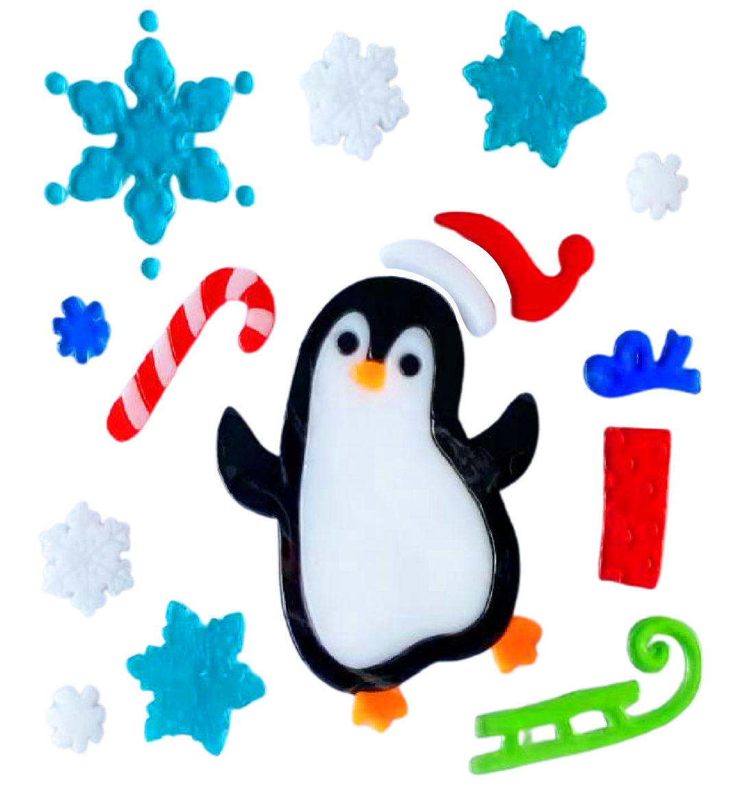 Christmas Gel Window Clings - Xmas Santa Claus Snowman Snowflake Penguin Christmas Tree Gift Window Stickers for Kids