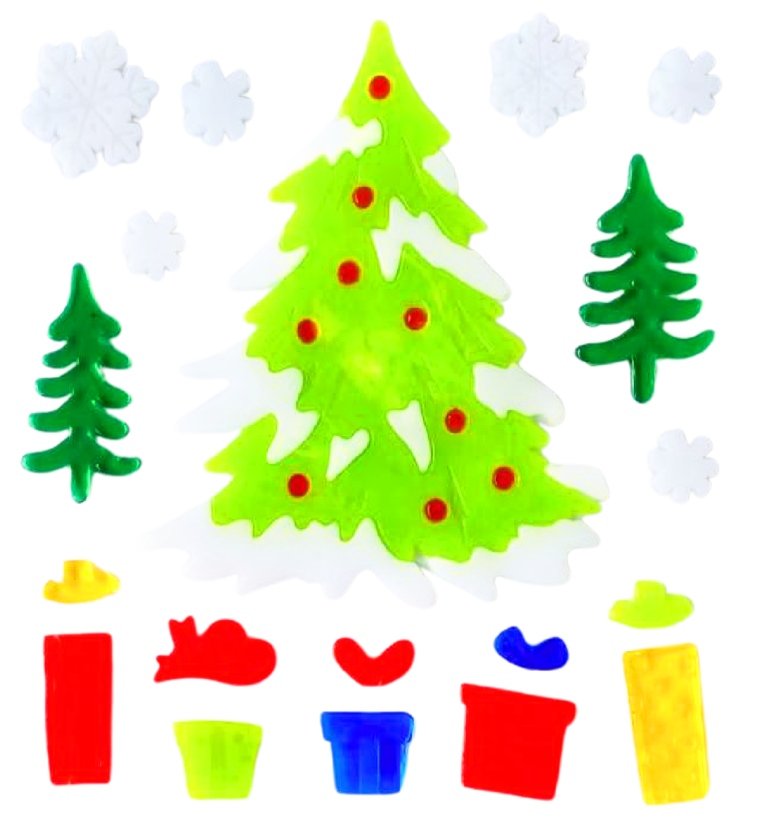 Christmas Gel Window Clings - Xmas Santa Claus Snowman Snowflake Penguin Christmas Tree Gift Window Stickers for Kids