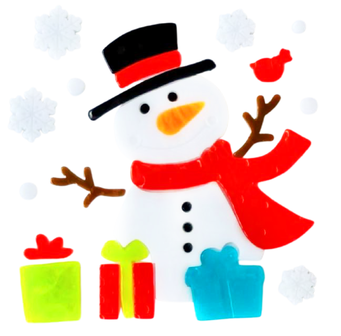 Christmas Gel Window Clings - Xmas Santa Claus Snowman Snowflake Penguin Christmas Tree Gift Window Stickers for Kids