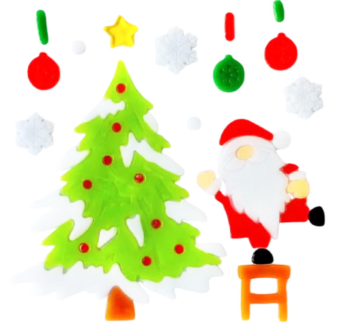 Christmas Gel Window Clings - Xmas Santa Claus Snowman Snowflake Penguin Christmas Tree Gift Window Stickers for Kids