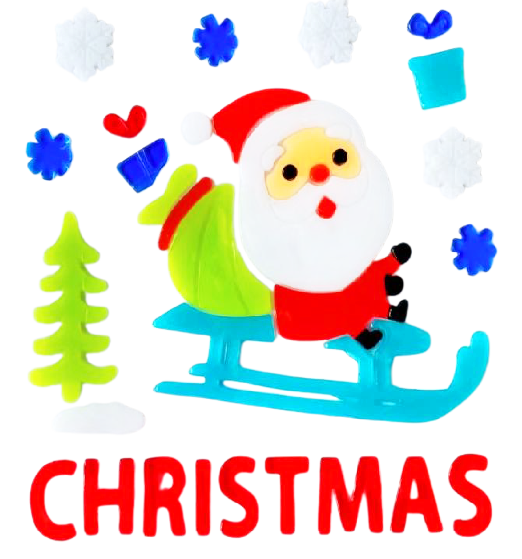 Christmas Gel Window Clings - Xmas Santa Claus Snowman Snowflake Penguin Christmas Tree Gift Window Stickers for Kids