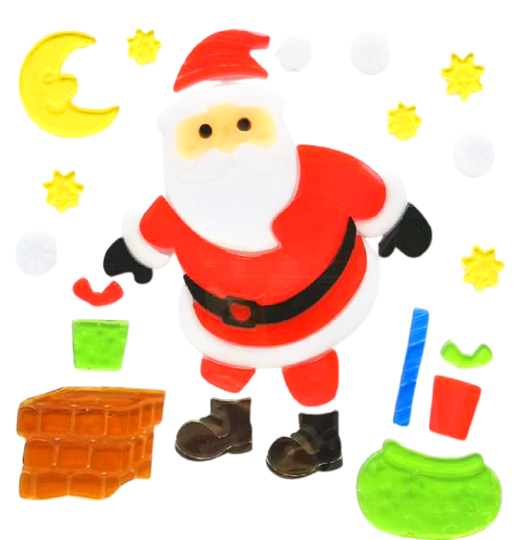 Christmas Gel Window Clings - Xmas Santa Claus Snowman Snowflake Penguin Christmas Tree Gift Window Stickers for Kids