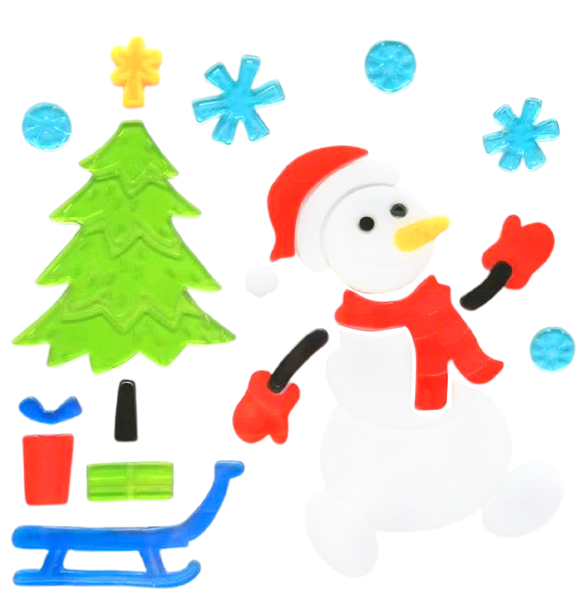 Christmas Gel Window Clings - Xmas Santa Claus Snowman Snowflake Penguin Christmas Tree Gift Window Stickers for Kids
