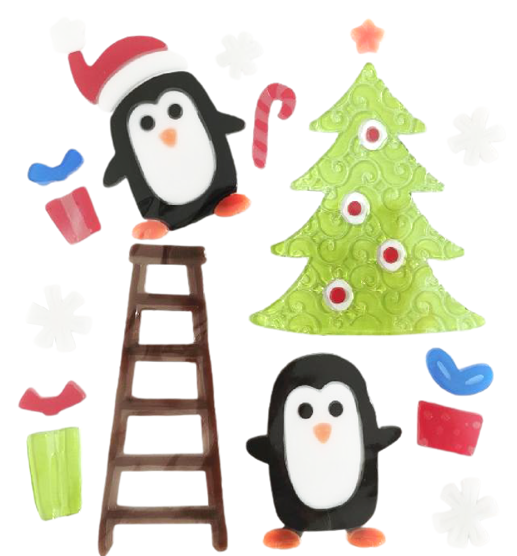 Christmas Gel Window Clings - Xmas Santa Claus Snowman Snowflake Penguin Christmas Tree Gift Window Stickers for Kids