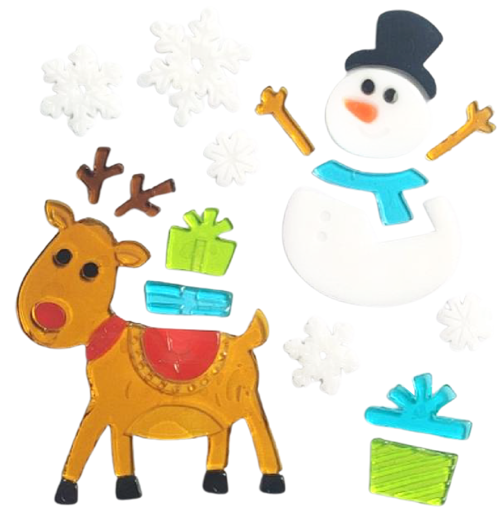 Christmas Gel Window Clings - Xmas Santa Claus Snowman Snowflake Penguin Christmas Tree Gift Window Stickers for Kids