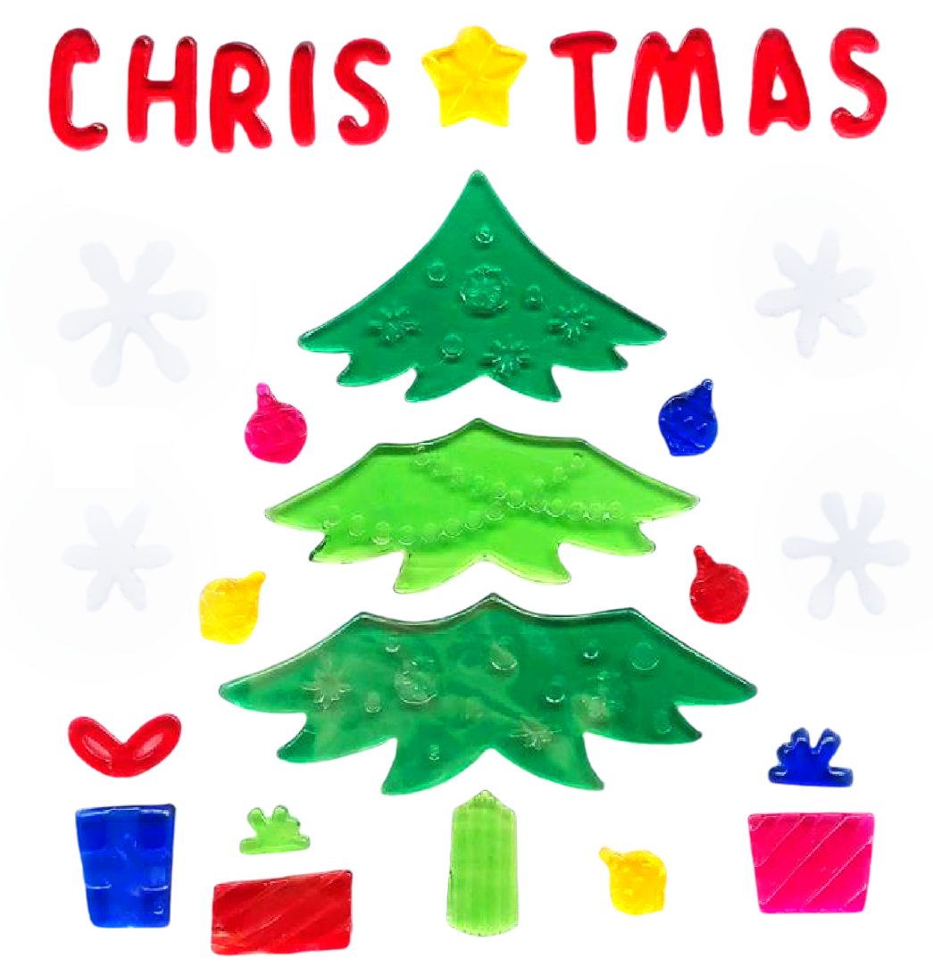 Christmas Gel Window Clings - Xmas Santa Claus Snowman Snowflake Penguin Christmas Tree Gift Window Stickers for Kids