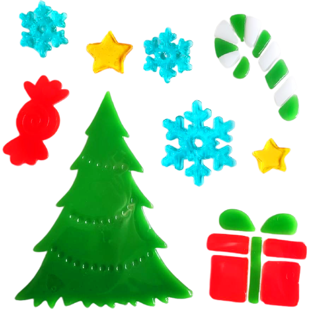 Christmas Gel Window Clings - Xmas Santa Claus Snowman Snowflake Penguin Christmas Tree Gift Window Stickers for Kids