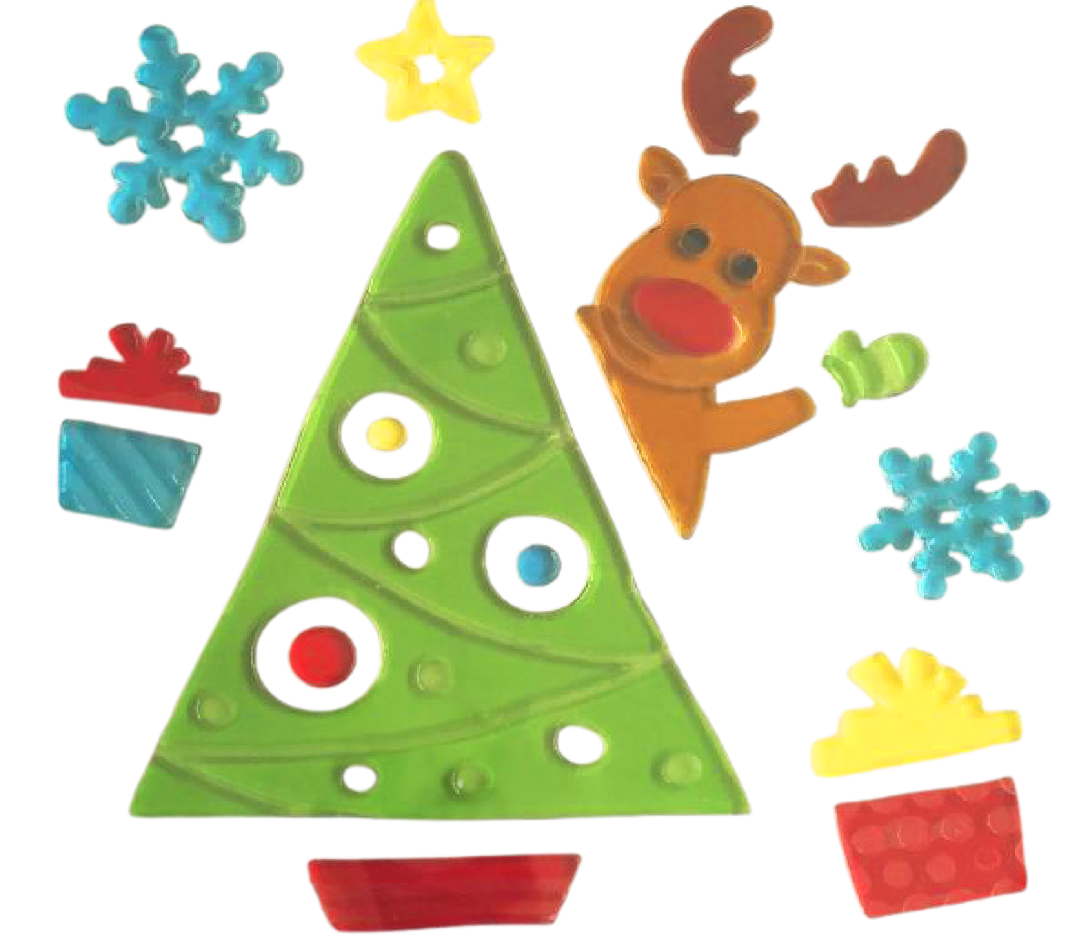 Christmas Gel Window Clings - Xmas Santa Claus Snowman Snowflake Penguin Christmas Tree Gift Window Stickers for Kids