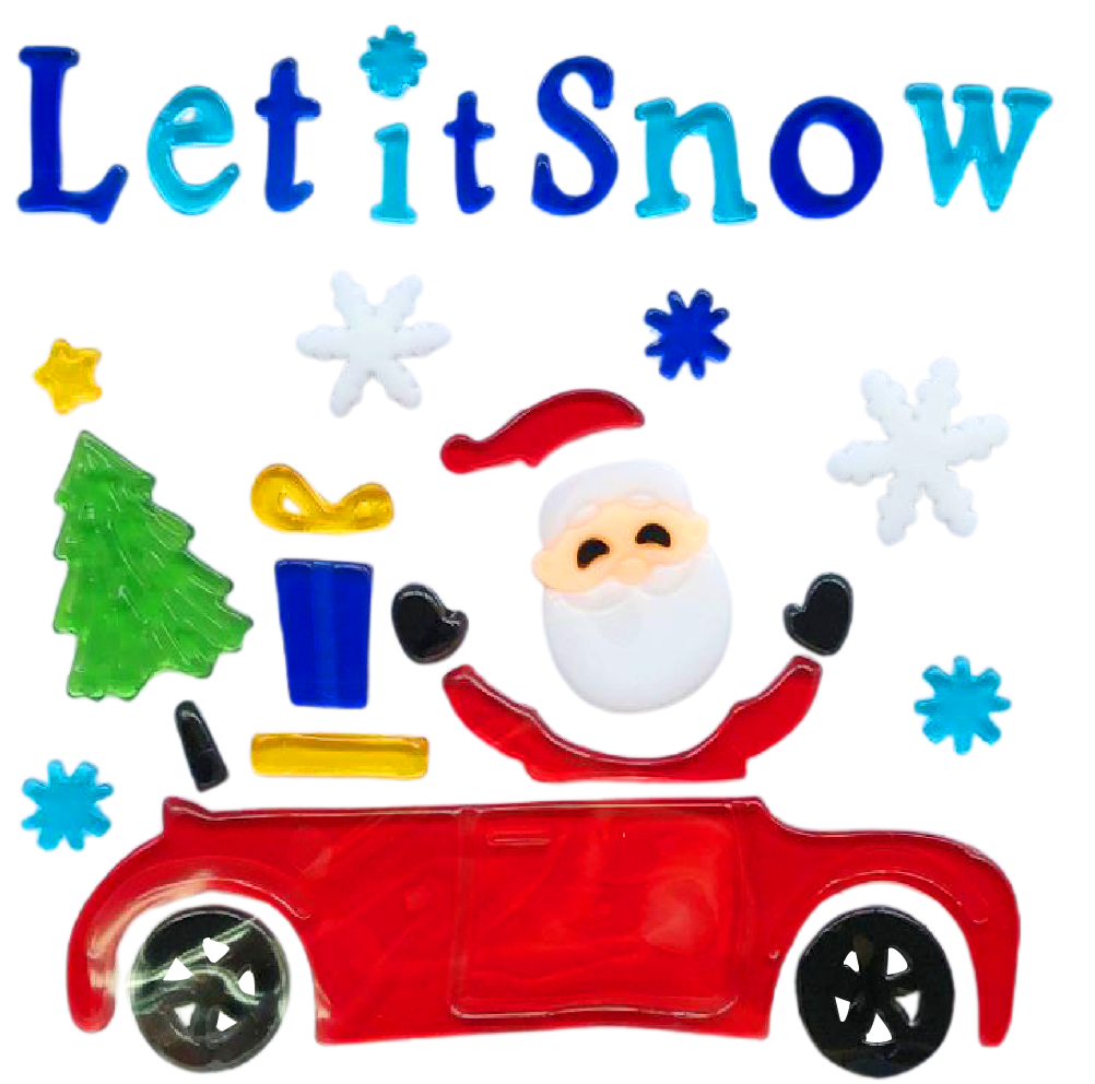 Christmas Gel Window Clings - Xmas Santa Claus Snowman Snowflake Penguin Christmas Tree Gift Window Stickers for Kids