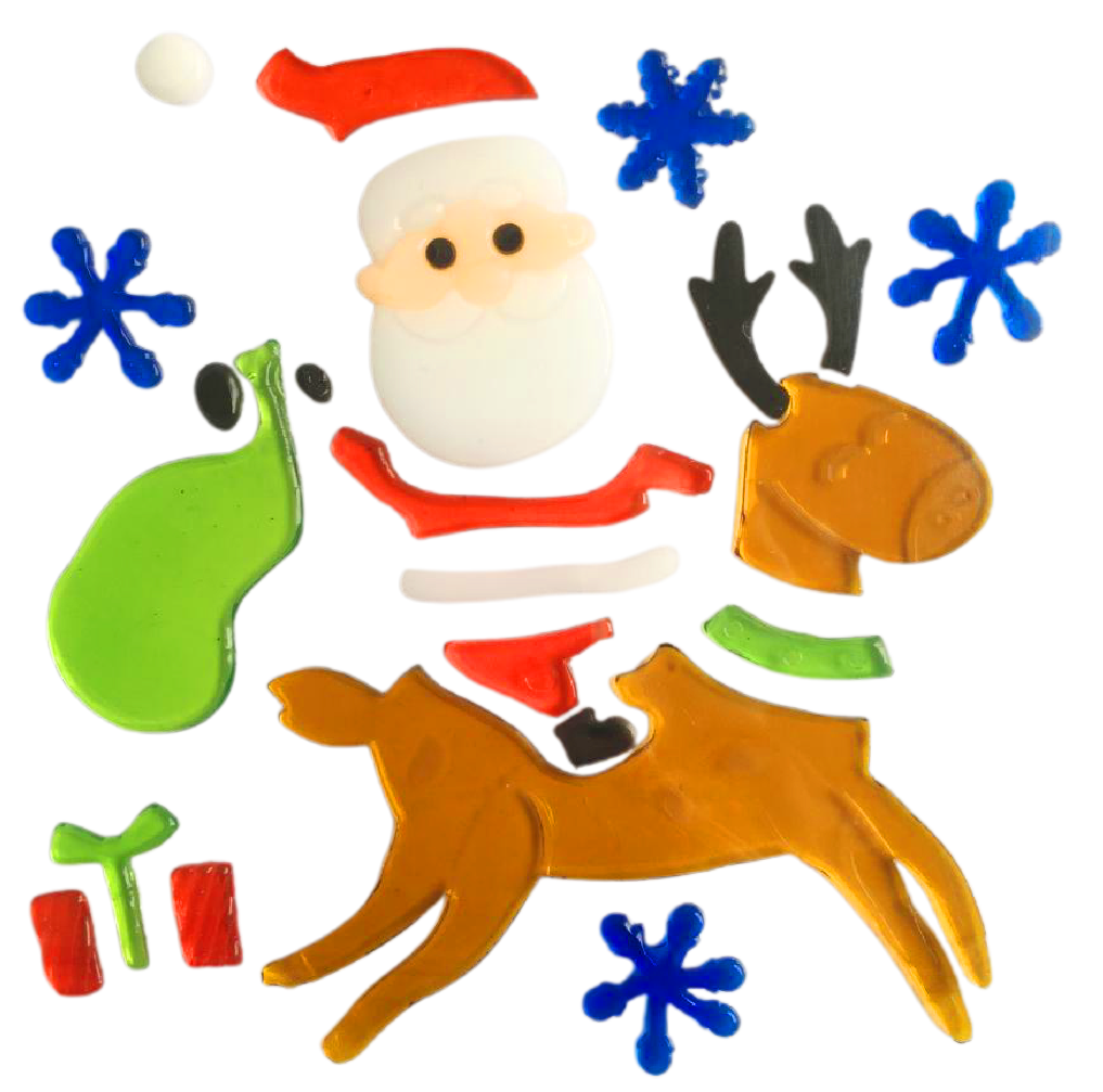 Christmas Gel Window Clings - Xmas Santa Claus Snowman Snowflake Penguin Christmas Tree Gift Window Stickers for Kids