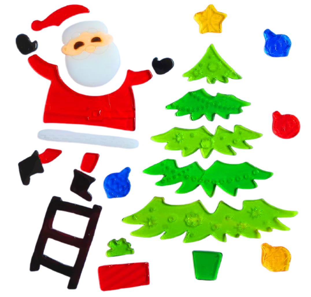 Christmas Gel Window Clings - Xmas Santa Claus Snowman Snowflake Penguin Christmas Tree Gift Window Stickers for Kids