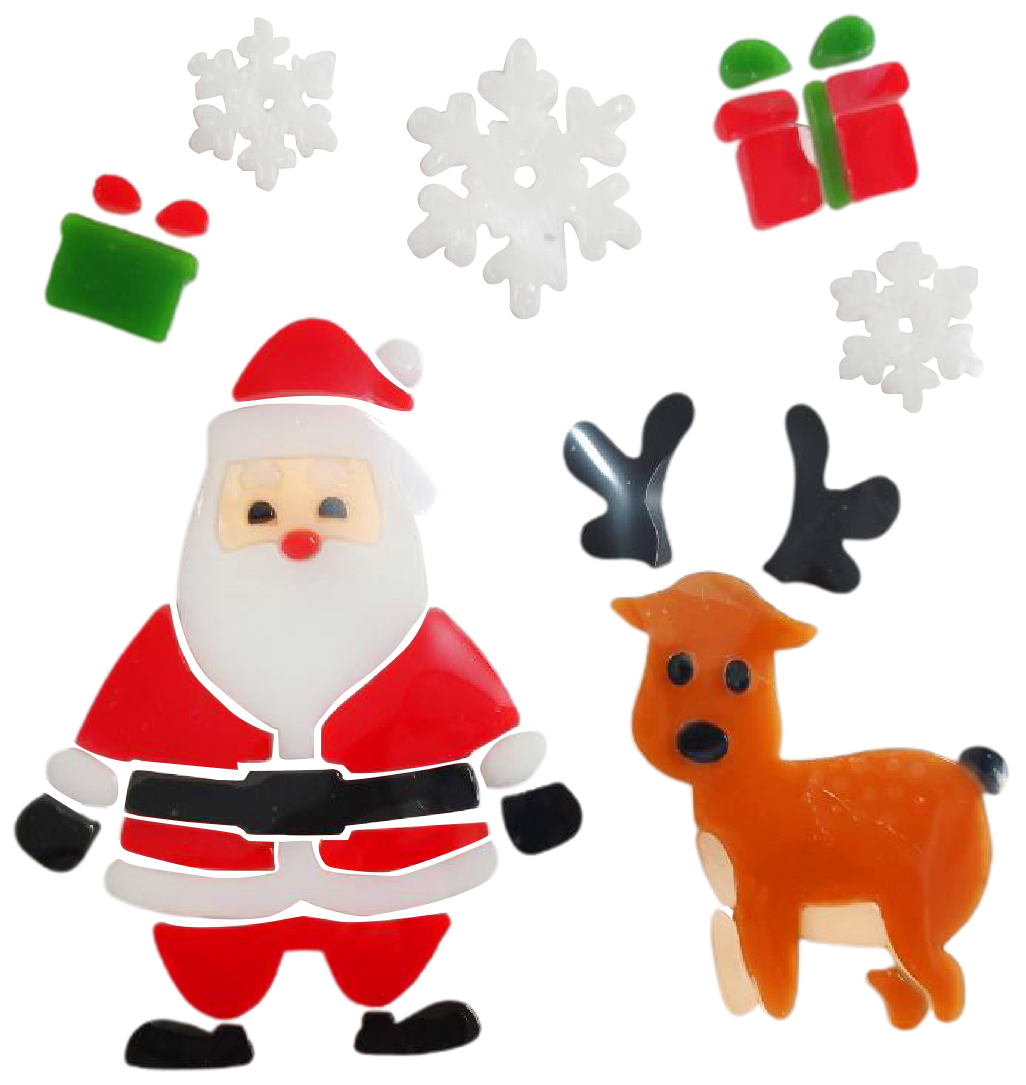 Christmas Gel Window Clings - Xmas Santa Claus Snowman Snowflake Penguin Christmas Tree Gift Window Stickers for Kids