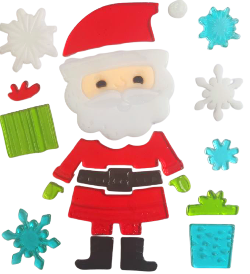 Christmas Gel Window Clings - Xmas Santa Claus Snowman Snowflake Penguin Christmas Tree Gift Window Stickers for Kids