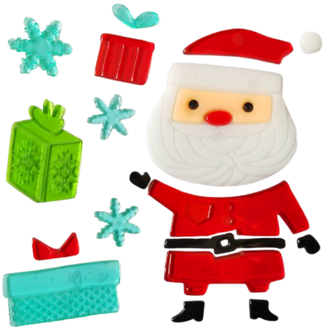 Christmas Gel Window Clings - Xmas Santa Claus Snowman Snowflake Penguin Christmas Tree Gift Window Stickers for Kids