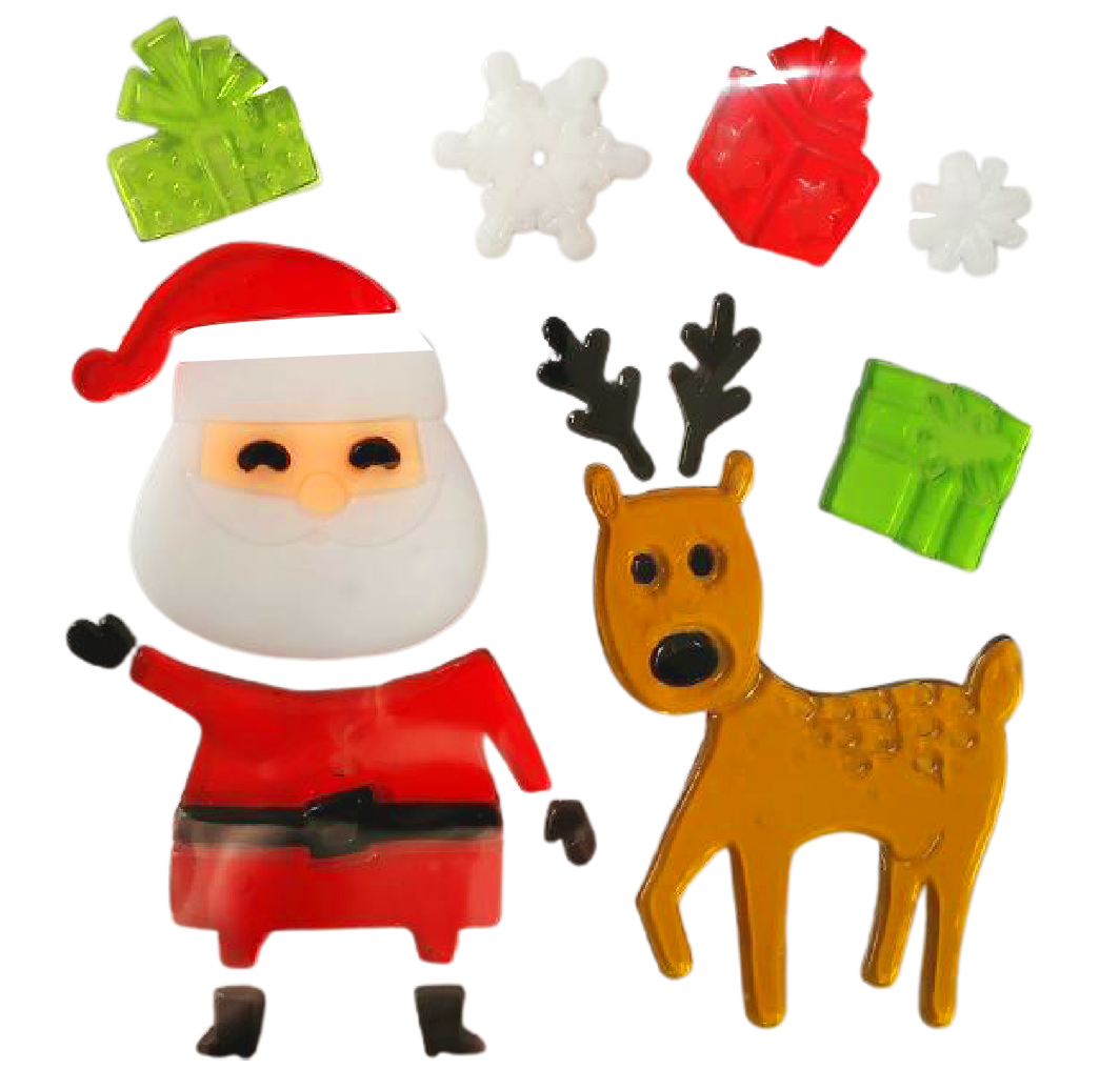 Christmas Gel Window Clings - Xmas Santa Claus Snowman Snowflake Penguin Christmas Tree Gift Window Stickers for Kids