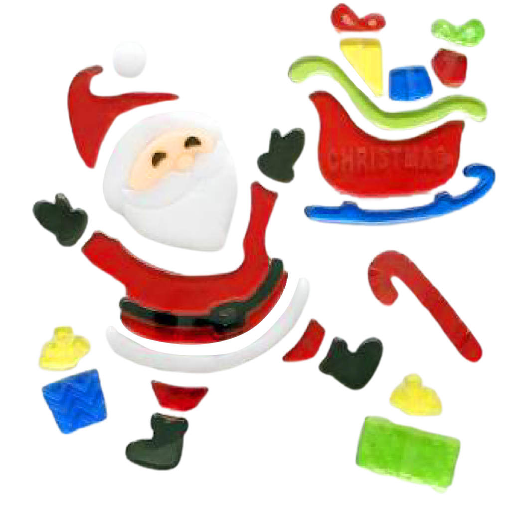 Christmas Gel Window Clings - Xmas Santa Claus Snowman Snowflake Penguin Christmas Tree Gift Window Stickers for Kids