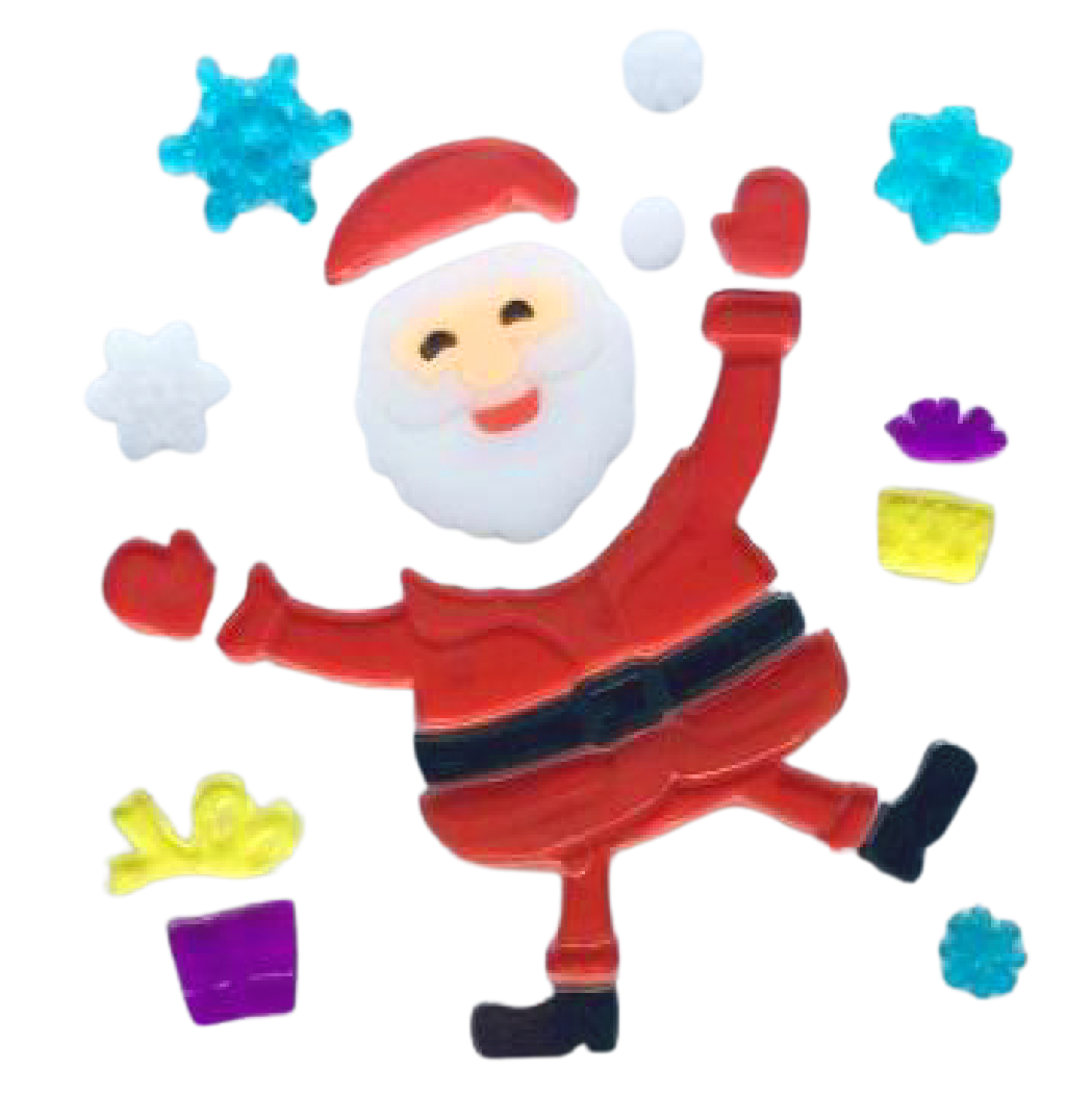 Christmas Gel Window Clings - Xmas Santa Claus Snowman Snowflake Penguin Christmas Tree Gift Window Stickers for Kids