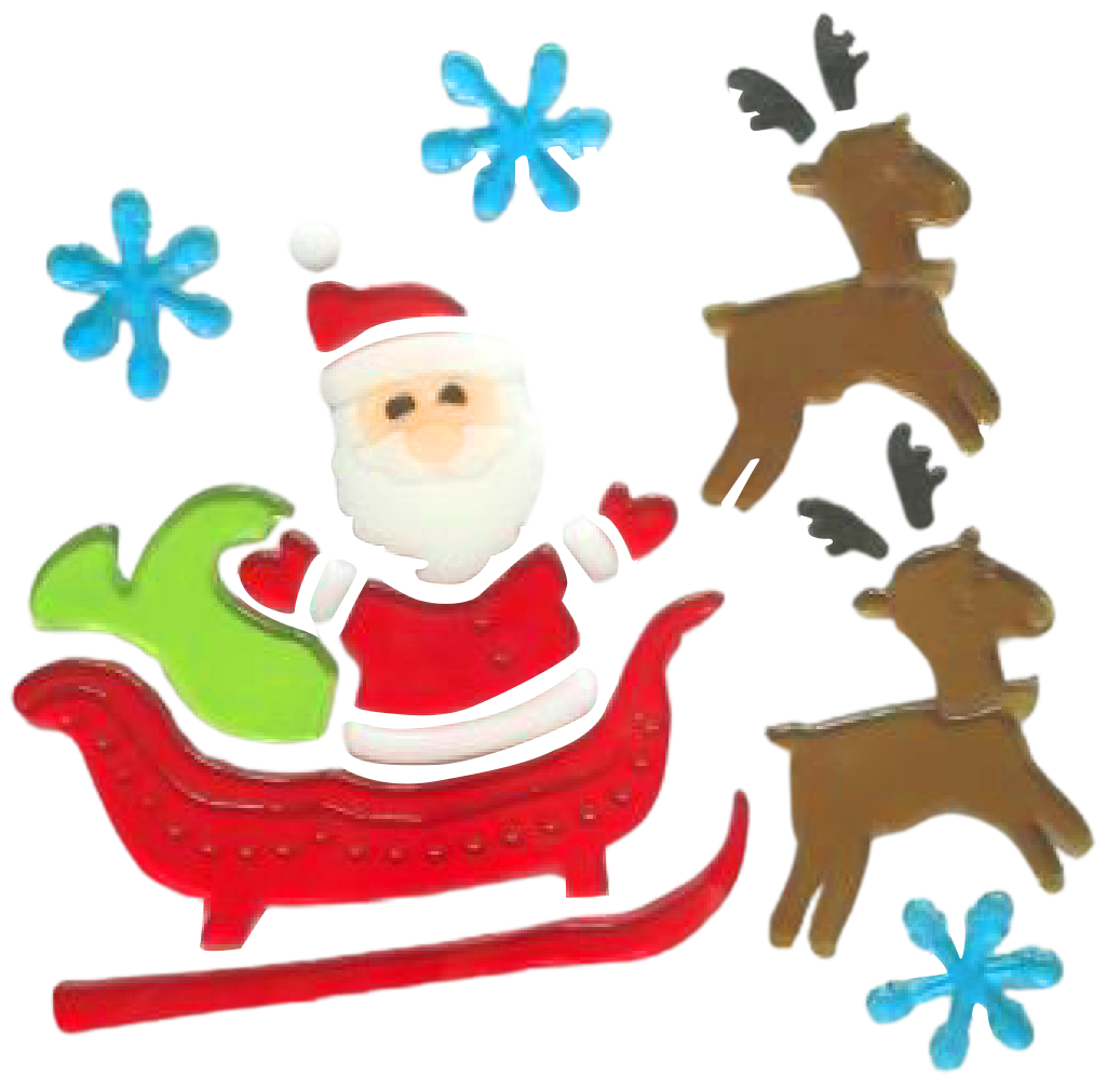 Christmas Gel Window Clings - Xmas Santa Claus Snowman Snowflake Penguin Christmas Tree Gift Window Stickers for Kids