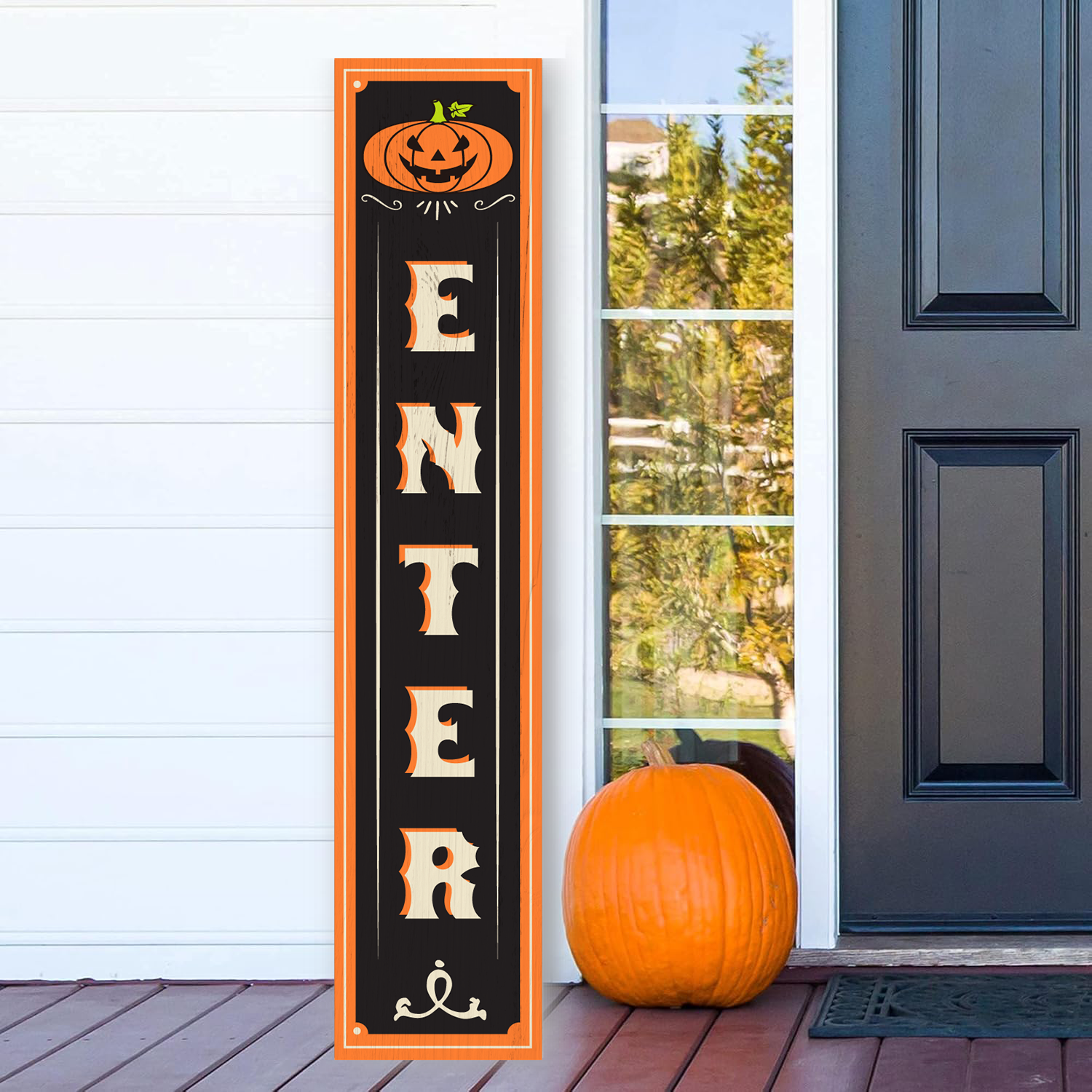 Halloween Sign Halloween Spooky Porch Sign Vertical Wooden Porch Sign for Door Decorations, Farmhouse Hanging Wall Sign for Home Outdoor Garden Decor