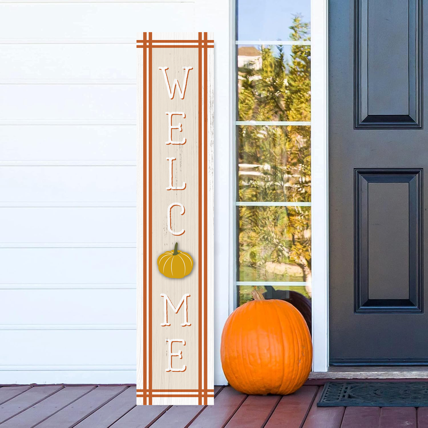Halloween Sign Halloween Spooky Porch Sign Vertical Wooden Porch Sign for Door Decorations, Farmhouse Hanging Wall Sign for Home Outdoor Garden Decor