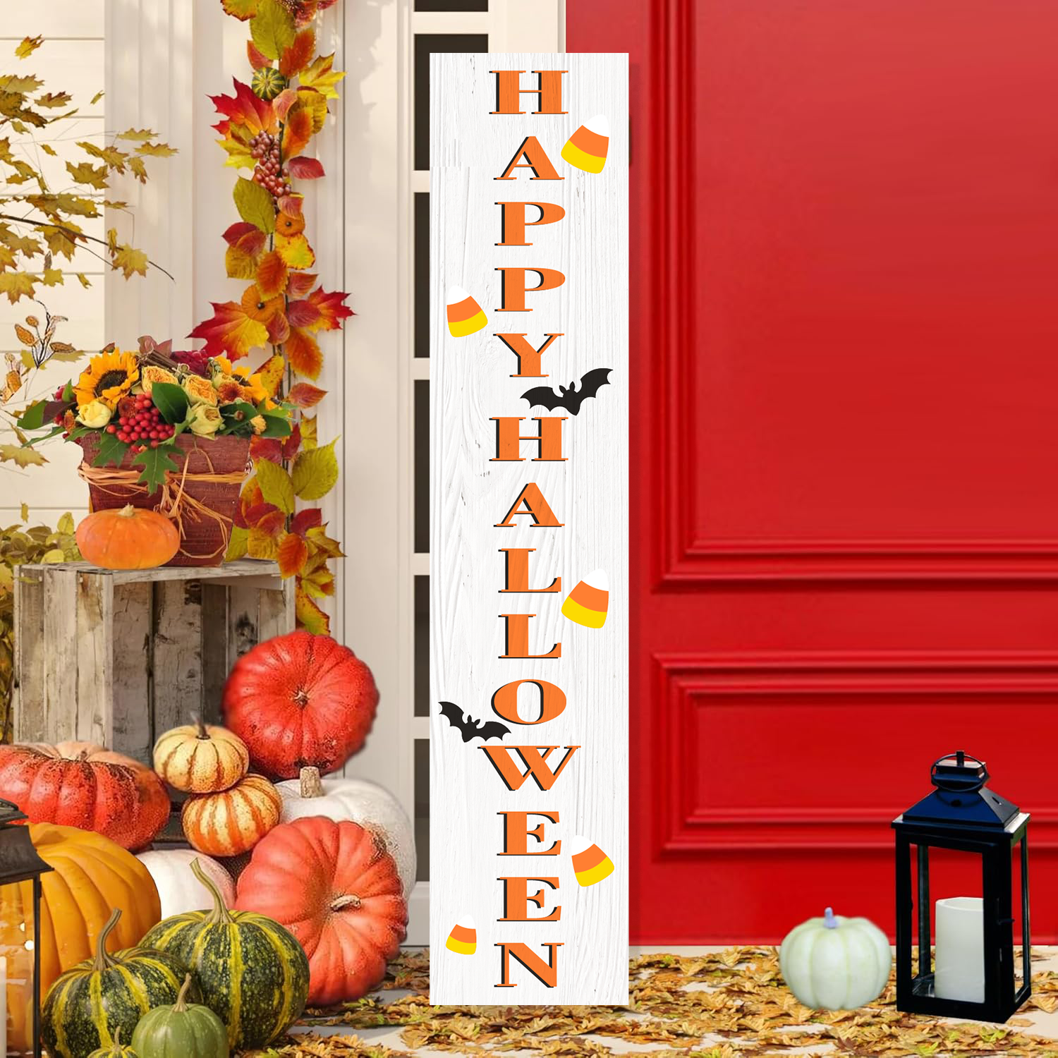 Halloween Sign Halloween Spooky Porch Sign Vertical Wooden Porch Sign for Door Decorations, Farmhouse Hanging Wall Sign for Home Outdoor Garden Decor