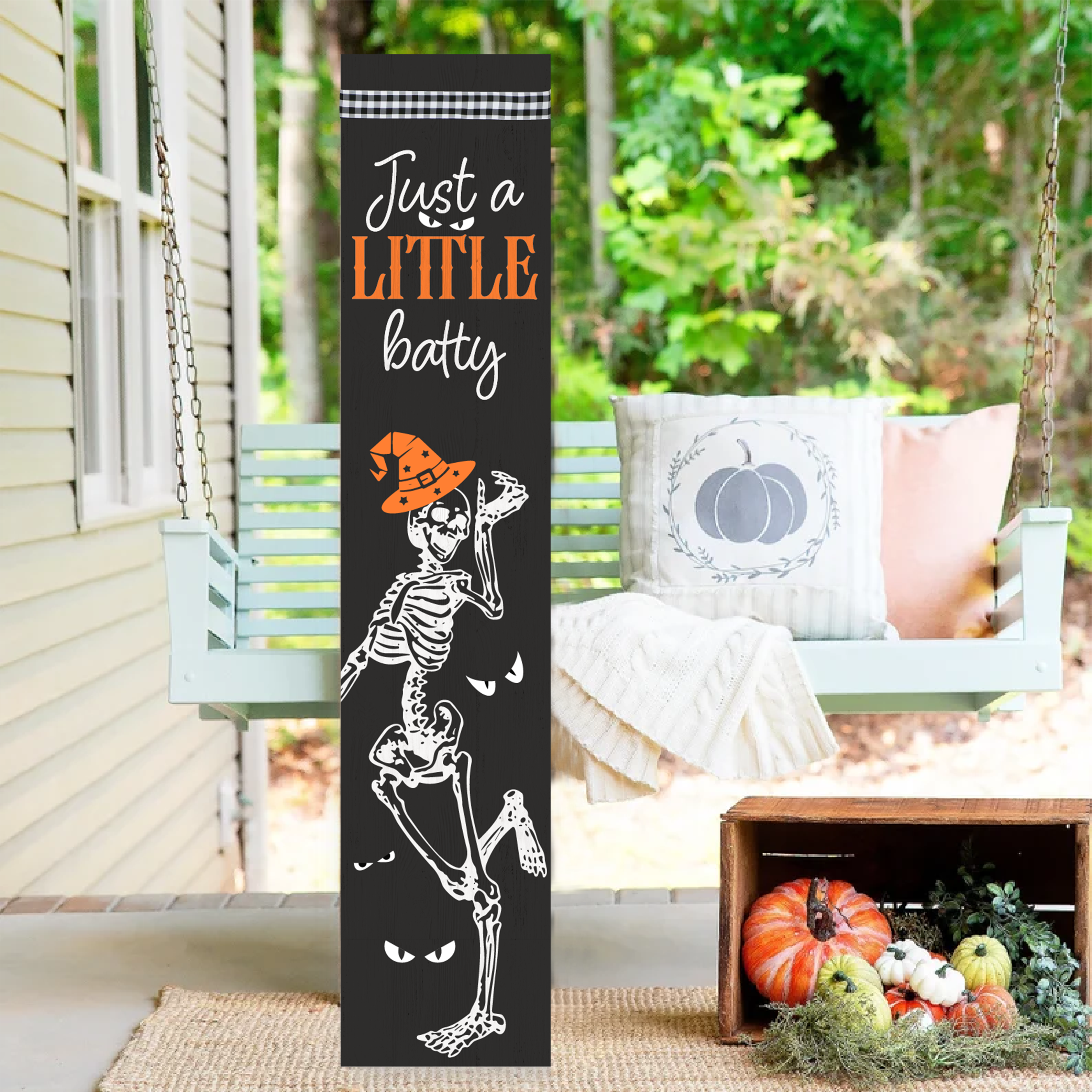 Halloween Sign Halloween Spooky Porch Sign Vertical Wooden Porch Sign for Door Decorations, Farmhouse Hanging Wall Sign for Home Outdoor Garden Decor