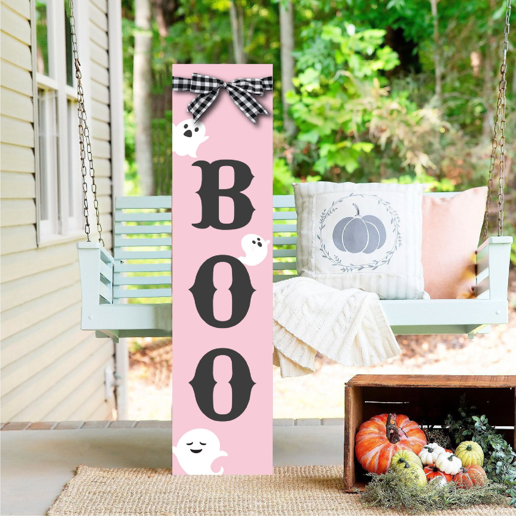 Halloween Sign Halloween Spooky Porch Sign Vertical Wooden Porch Sign for Door Decorations, Farmhouse Hanging Wall Sign for Home Outdoor Garden Decor