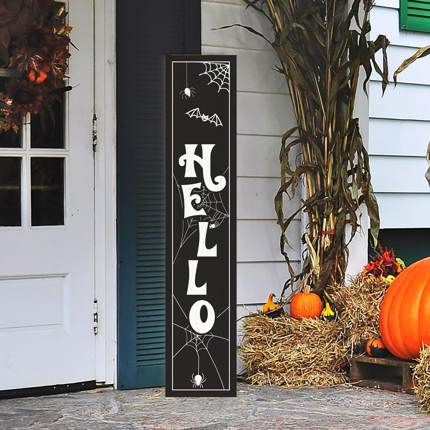 Halloween Sign Halloween Spooky Porch Sign Vertical Wooden Porch Sign for Door Decorations, Farmhouse Hanging Wall Sign for Home Outdoor Garden Decor